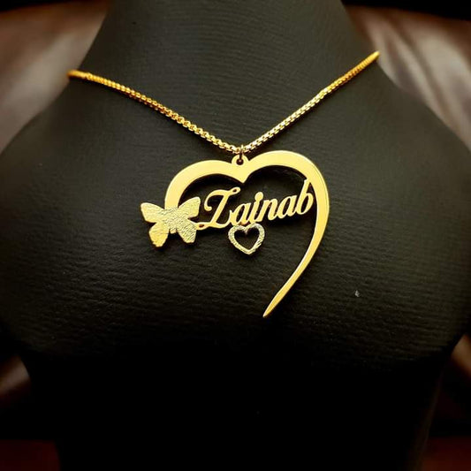 Customize Name Necklace Gold Plated Any Name Custom Made Personalized Gift Necklace Heart For Women