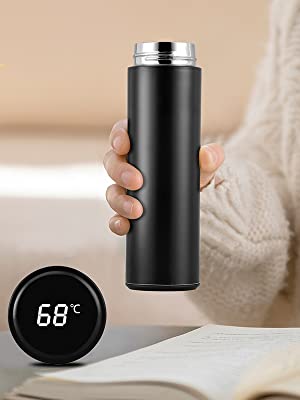 Temperature Water Bottle, LED Temperature Display, Hot Cold Vacuum Flasks, stainless Steel Thermos, LED 500ML Smart Thermos
