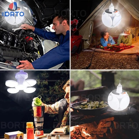 Solar Light Football Bulbs USB Recharheble Night Light Camping LAMP Foldable Emergency Lights