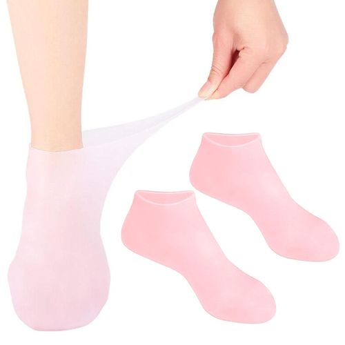 Soft Silicone Socks For Dry Skin Toe Socks Heel Protection Pink